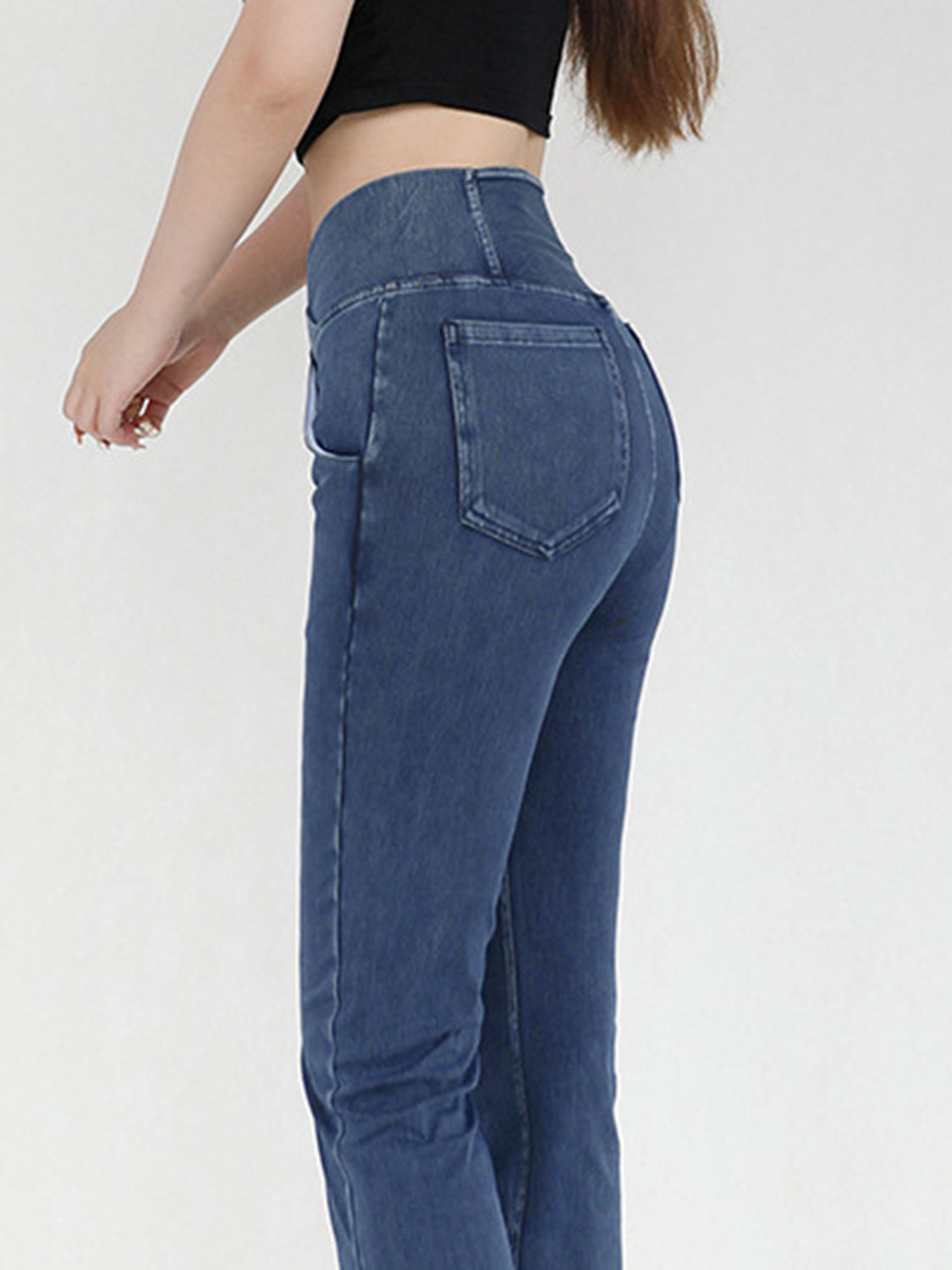 Wide Waistband Bootcut Jeans Pockets (6)