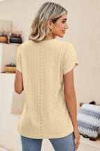 Eyelet Petal Sleeve V-neck Knit Top (12)