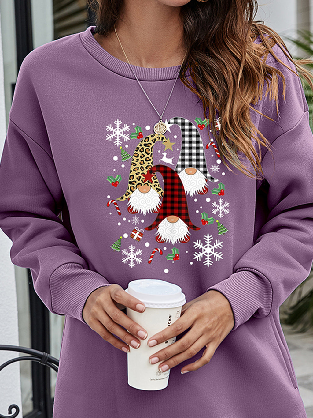 Graphic Round Neck Dropped Shoulder Sweatshirt (3)