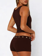 Wide Strap Tank Shorts Set (17)