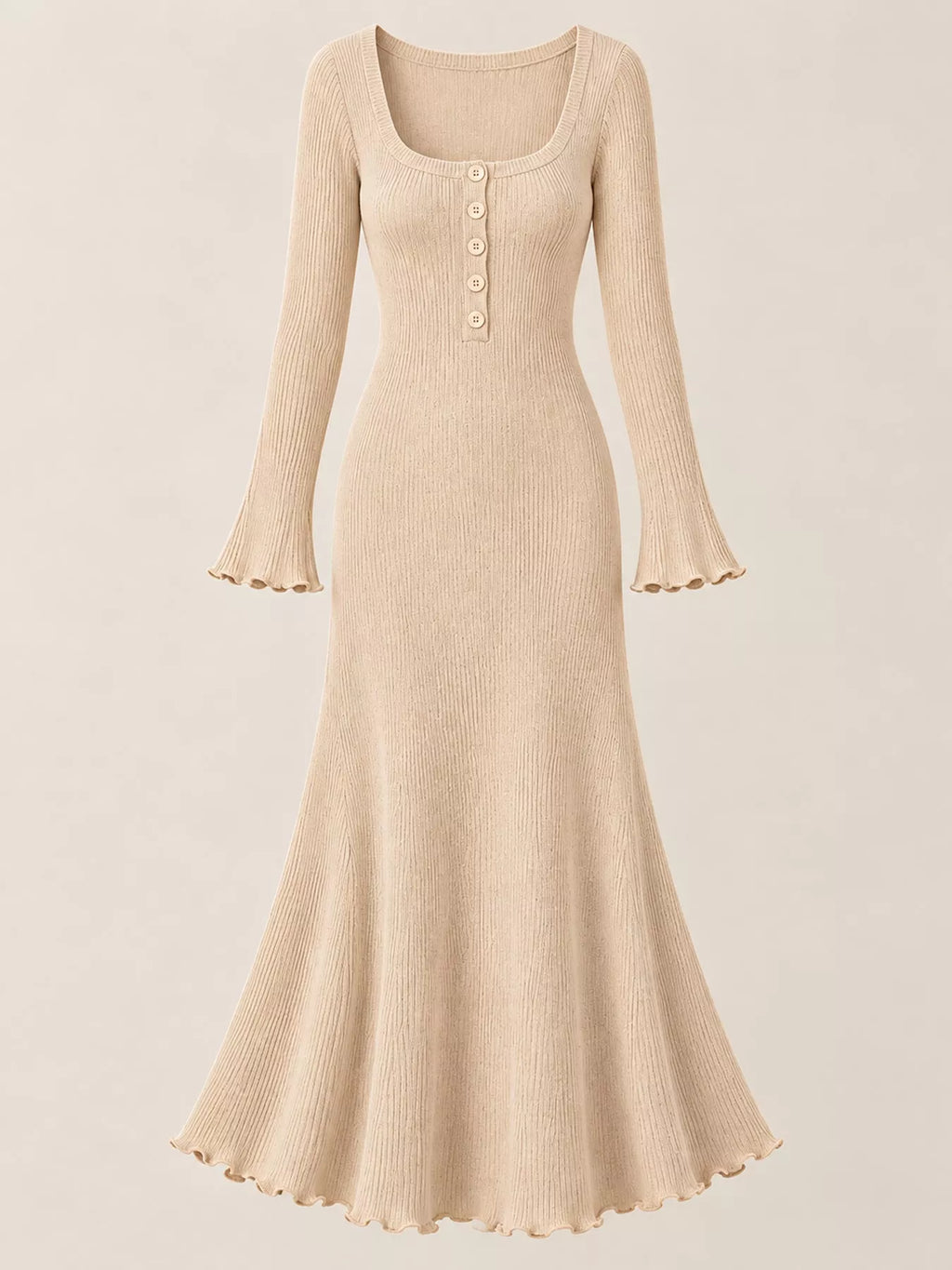 Button-front Ribbed Knit Maxi Dress (15)