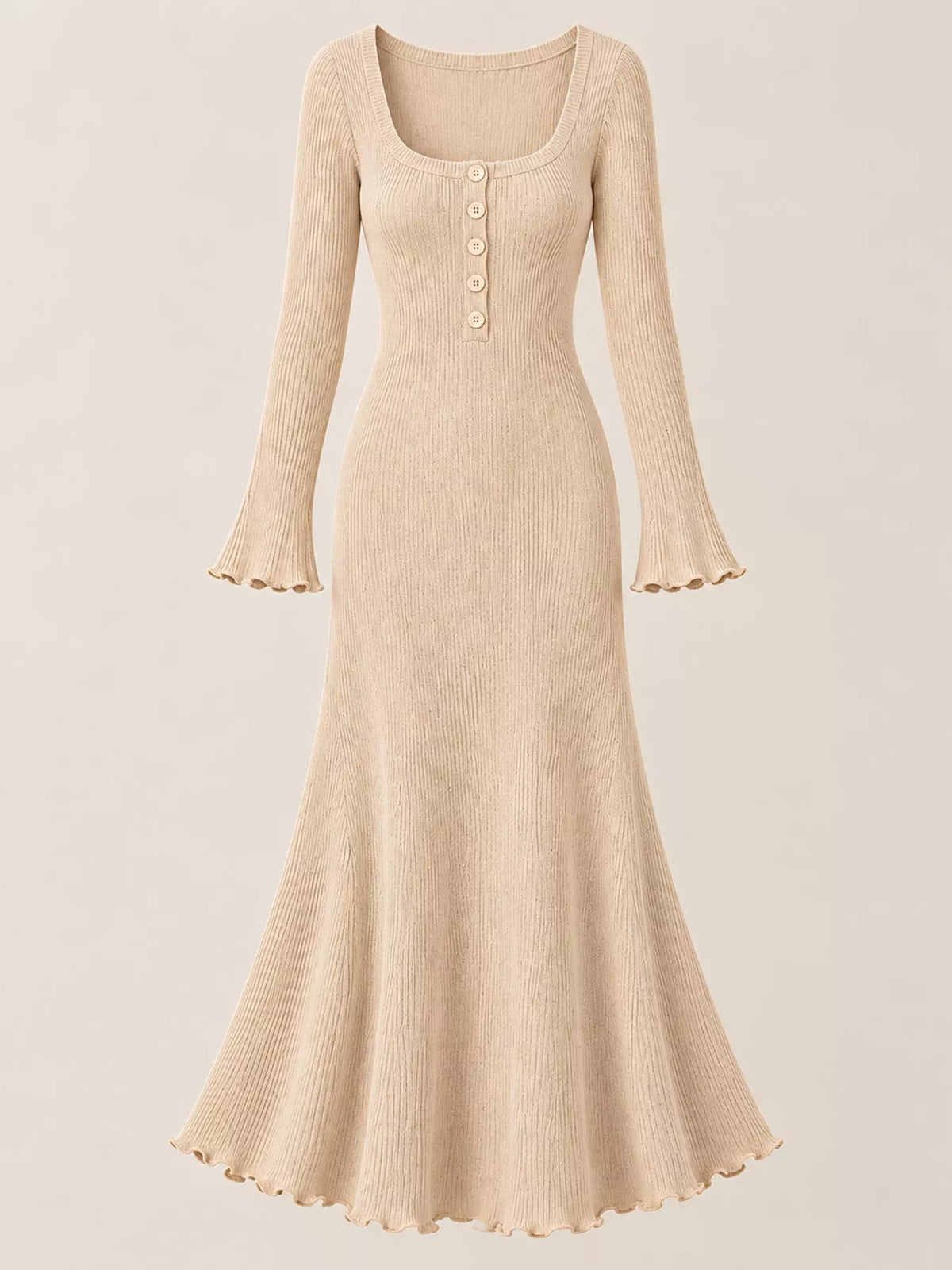 Button-front Ribbed Knit Maxi Dress (15)