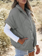 Quilted Zip Up Short Sleeve Winter Coat (2)