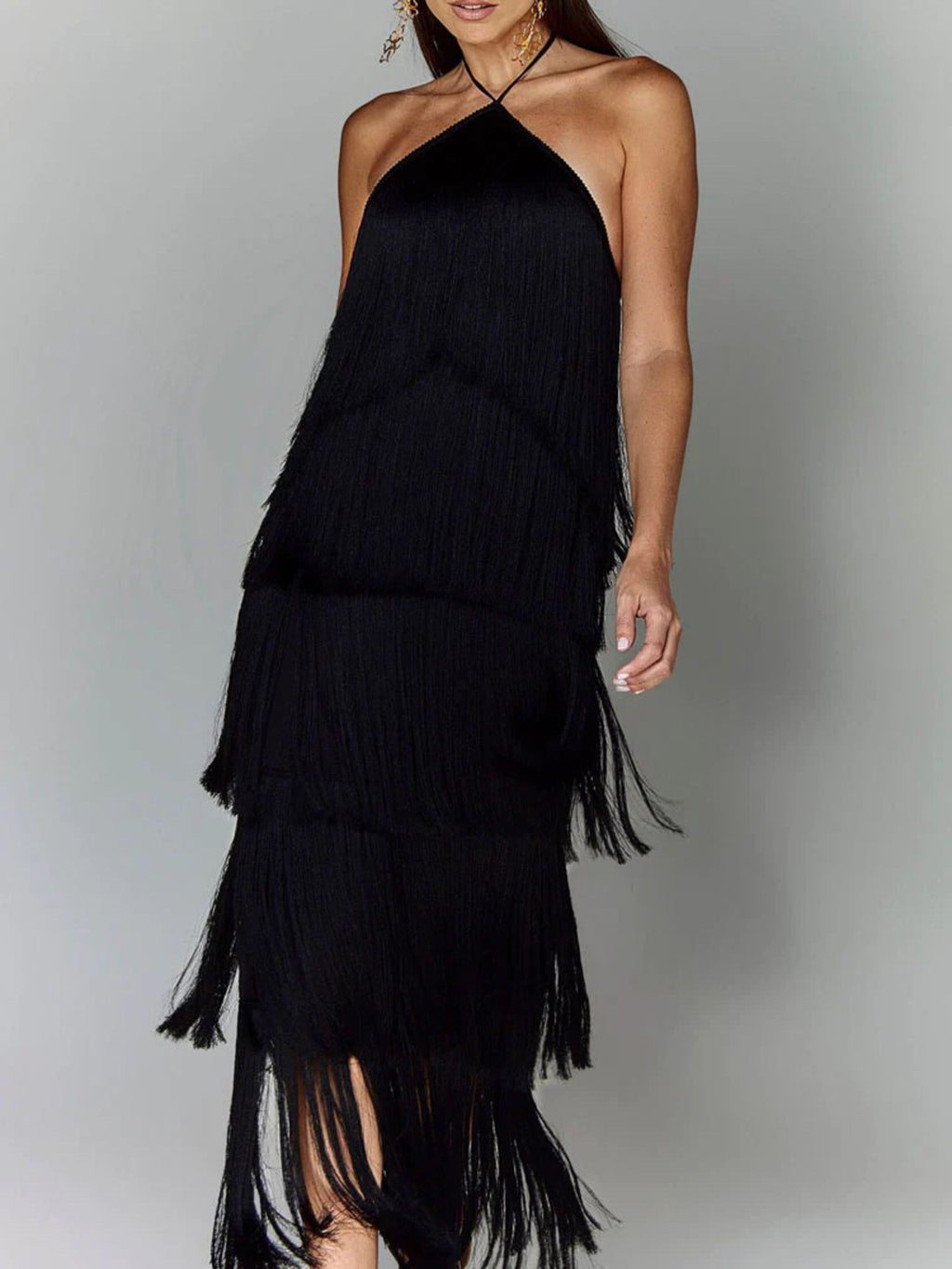 Fringe Halter Neck Maxi Dress (5)