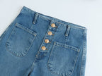 European High-waisted Baggy Wide-leg Capri Jeans photo 4