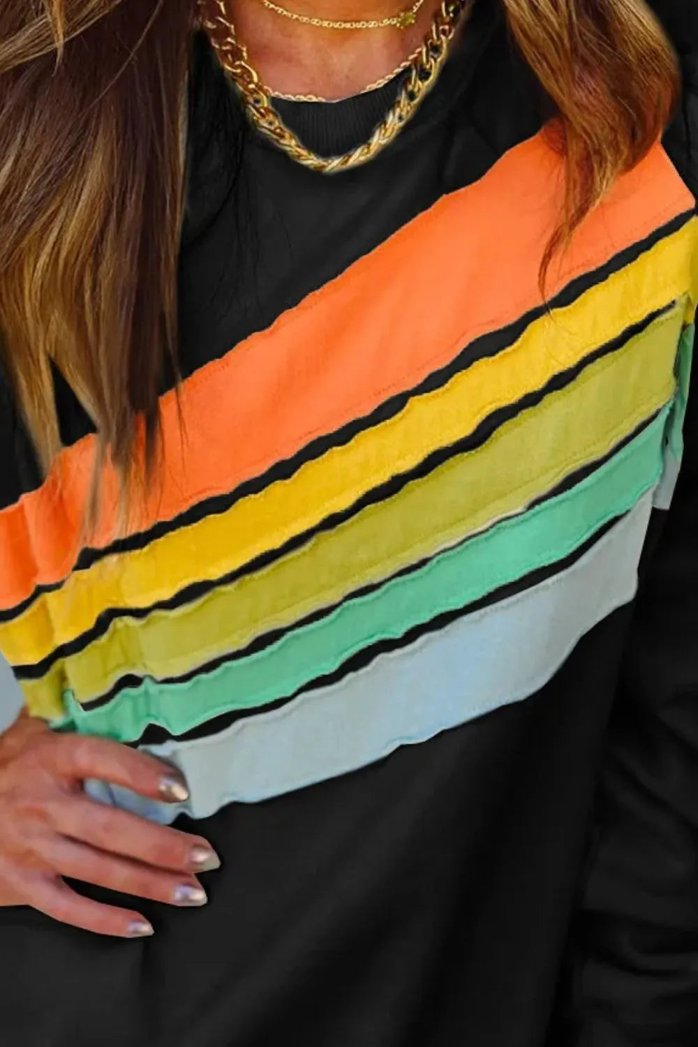 Contrast Round Neck Long Sleeve Sweatshirt (8)