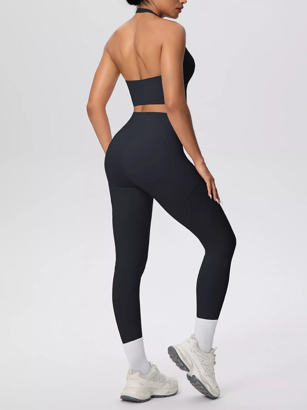 Halter Neck Crop Top High-waisted Leggings Active Set (12)