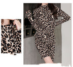 Half Turtleneck Leopard Print Dress variant CJLY146080001AZ|CJLY146080002BY|CJLY146080003CX|CJLY146080004DW|CJLY146080005EV|CJLY146080006FU|CJLY146080007GT