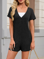 Casual Ribbed Knit V-neck Romper (12)