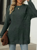 Ribbed Knit Round Neck Sweater (27)