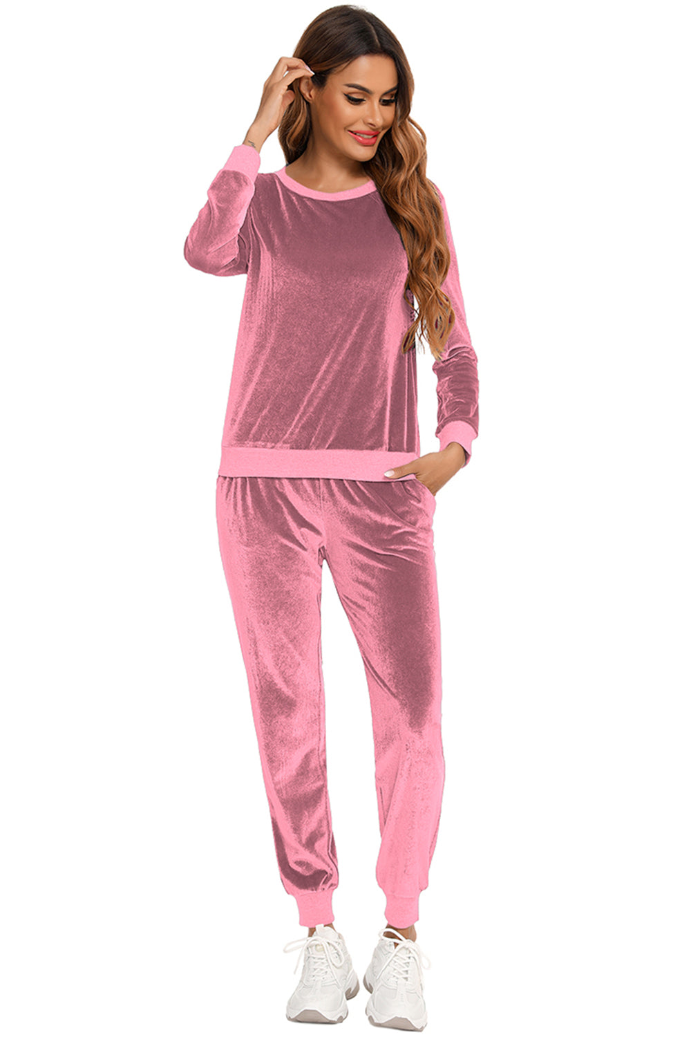 Round Neck Long Sleeve Loungewear Set Pockets (8)