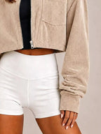 Corduroy Zip Up Cropped Jacket (6)