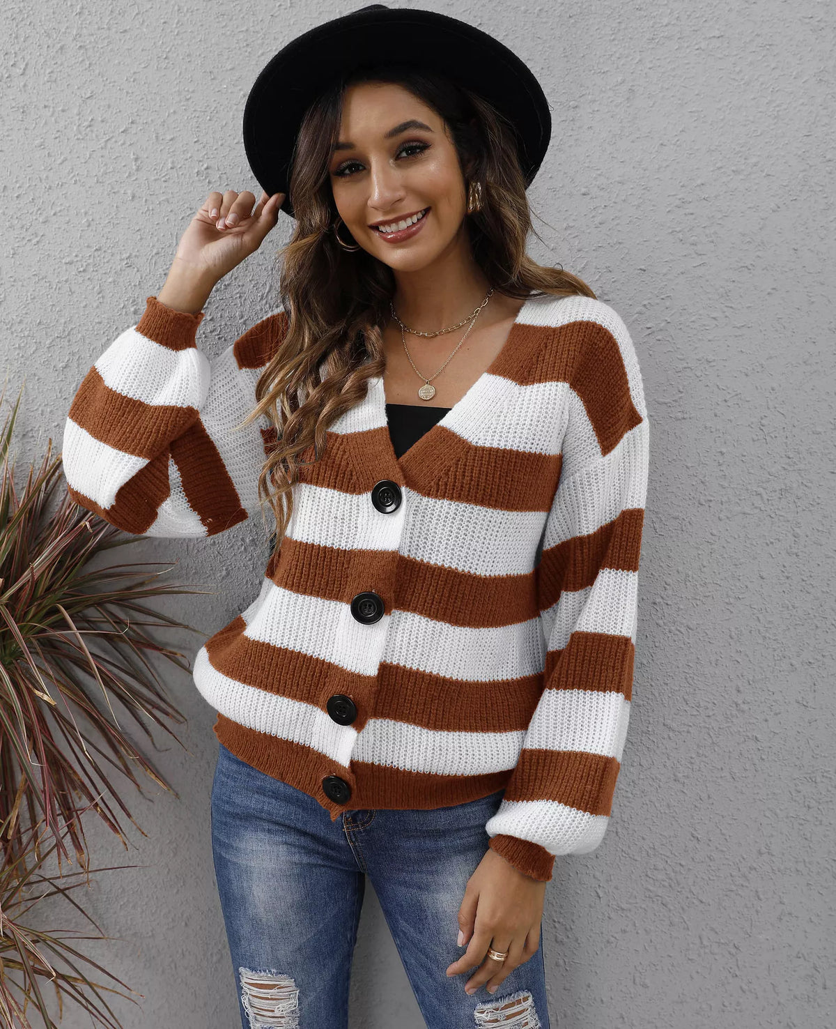 Striped Button-up Long Sleeve Cardigan (6)