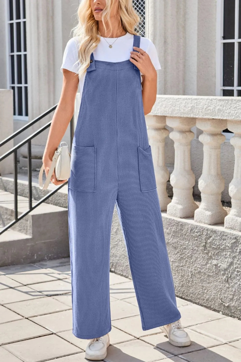 Square Neck Wide Strap Overalls Pockets (2)
