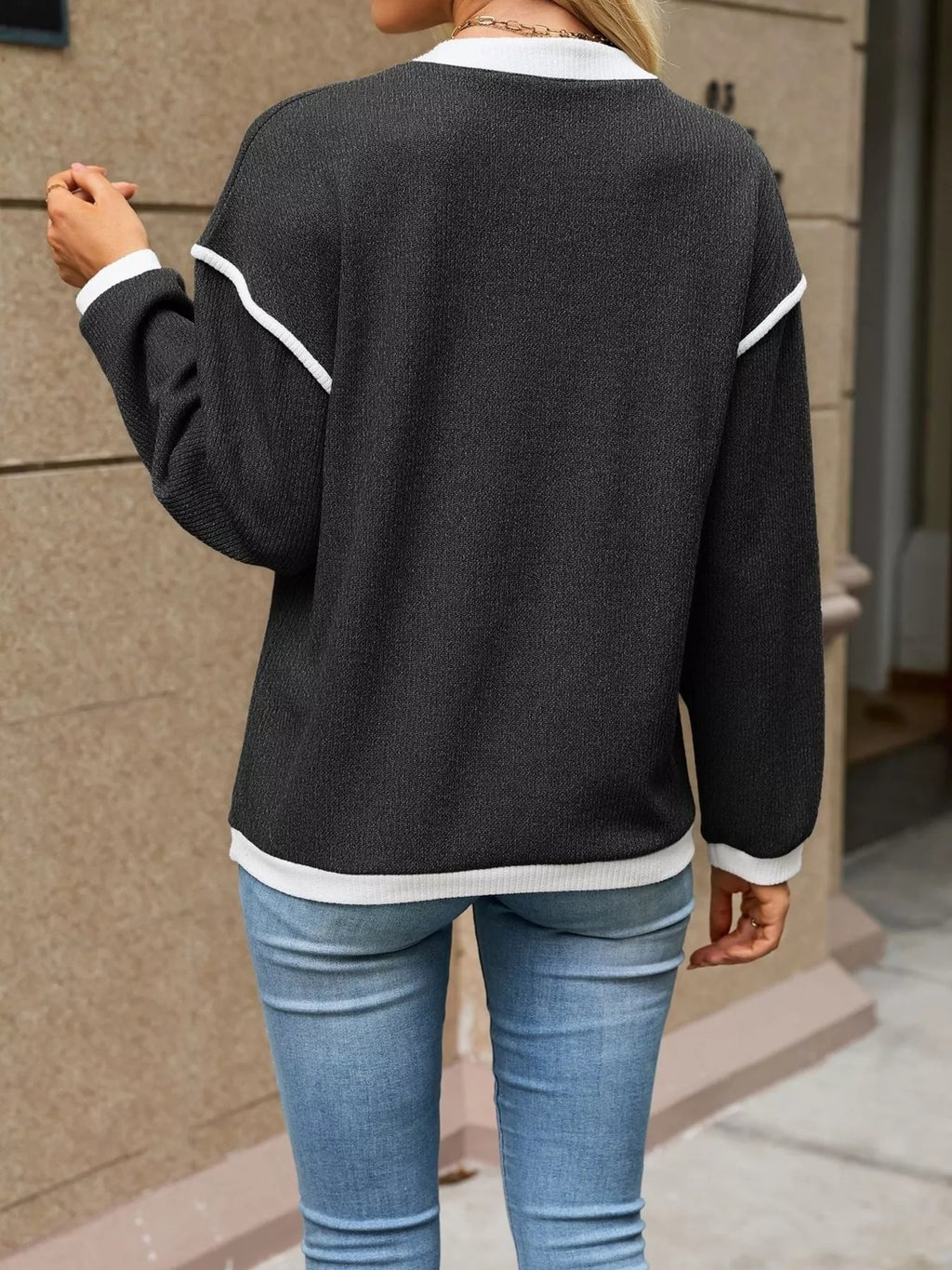 Button Detail Dropped Shoulder T-shirt (12)