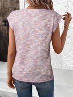 Heathered Round Neck Cap Sleeve T-shirt (2)