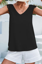 Lace Detail Eyelash Trim V-neck Tank (3)