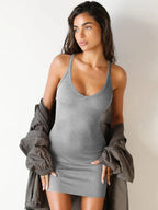 Scoop Neck Wide Strap Mini Dress (18)