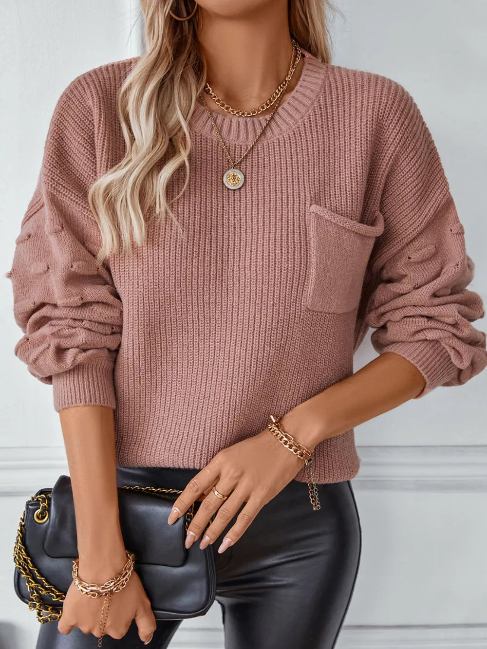 Round Neck Drop Shoulder Sweater (3)