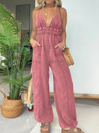 Full Size Wide Leg Spaghetti Strap Jumpsuit Plus