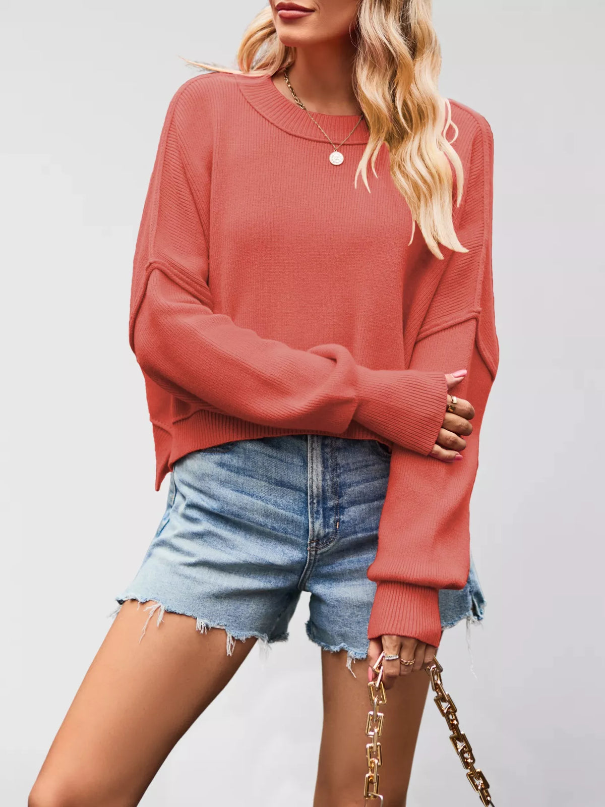 Round Neck Dropped Shoulder Sweater (23)