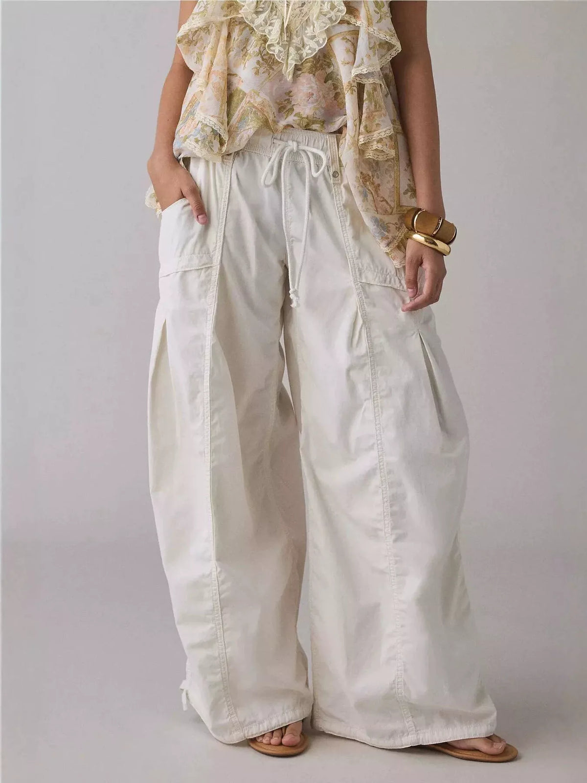 High-waisted Cargo Wide-leg Pants (4)