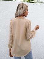Swiss Dot Frill Trim Puff Sleeve Blouse (14)
