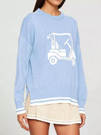 Golf Cart Graphic Dropped Shoulder Sweater (2)