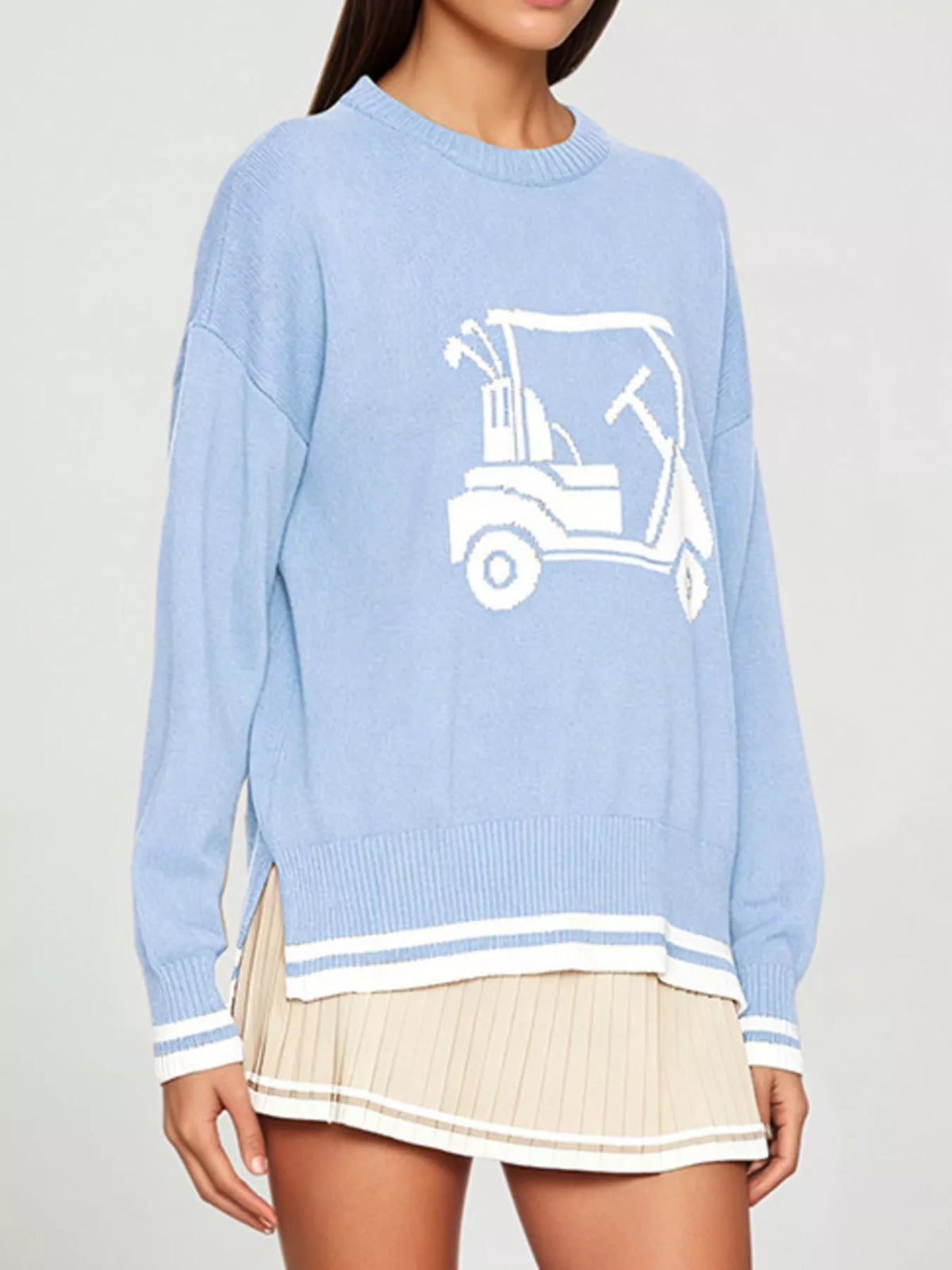 Golf Cart Graphic Dropped Shoulder Sweater (2)