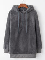 Full Size Half Zip Drawstring Fleece Hoodie Plus (2)