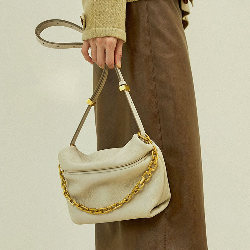 Leather Folds Clouds Bag Chain Shoulder Cowhide Crossbody photo 8