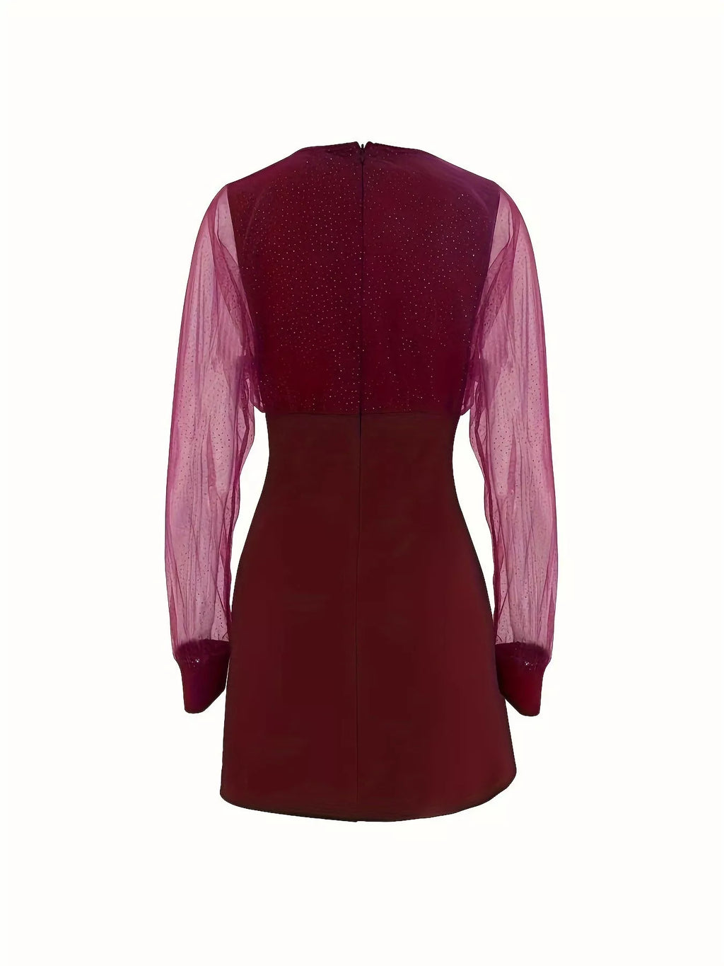 Glitter Mesh Long Sleeve Mini Dress (7)
