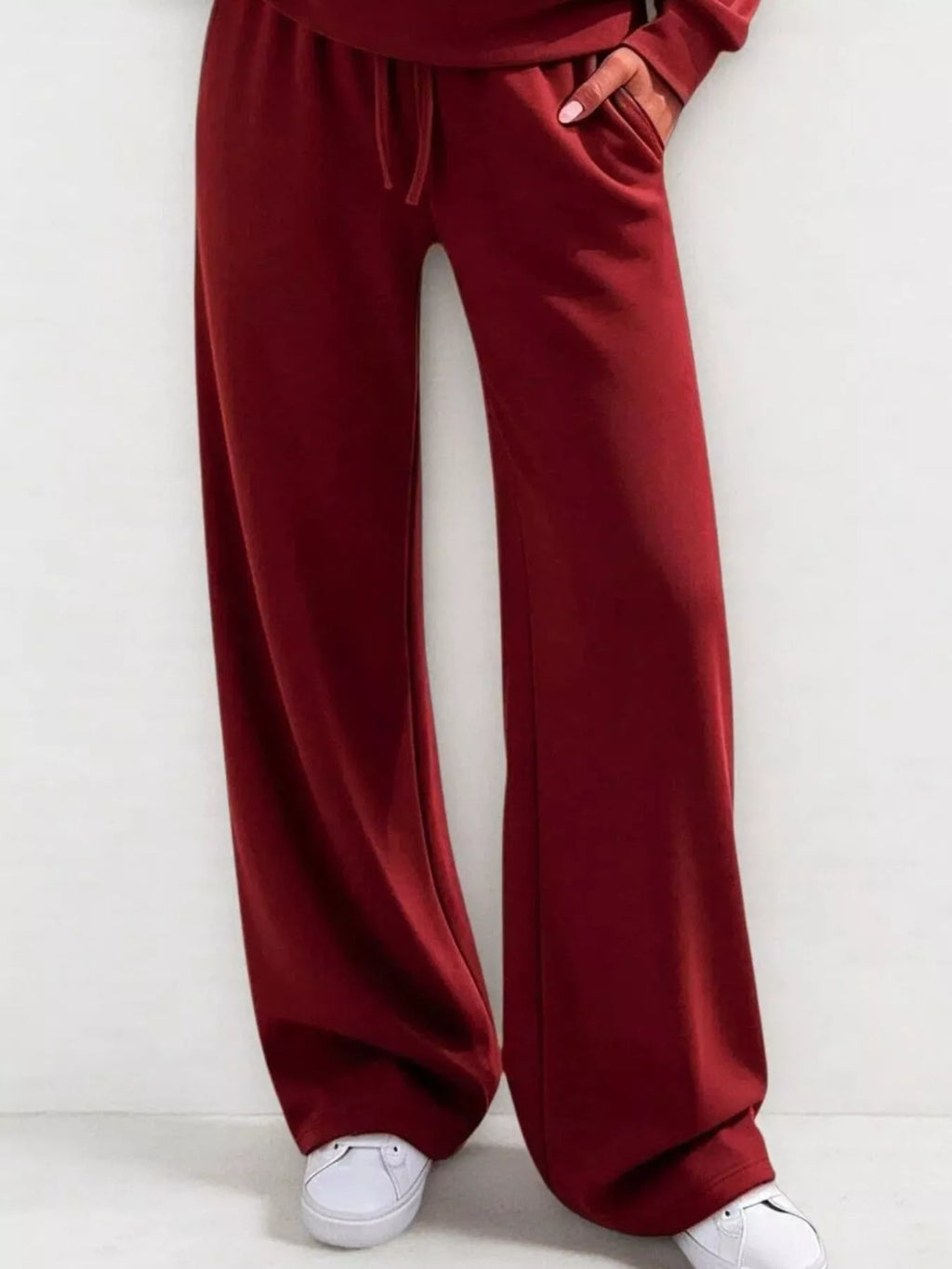 Button Detail Dropped Shoulder Top Pants Set (22)