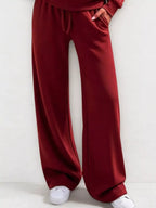 Button Detail Dropped Shoulder Top Pants Set (22)