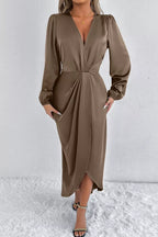 Satin Balloon Sleeve Midi Dress (27)