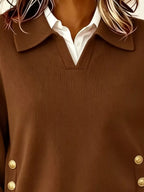 Chic Collared Decor-button Sweater (14)