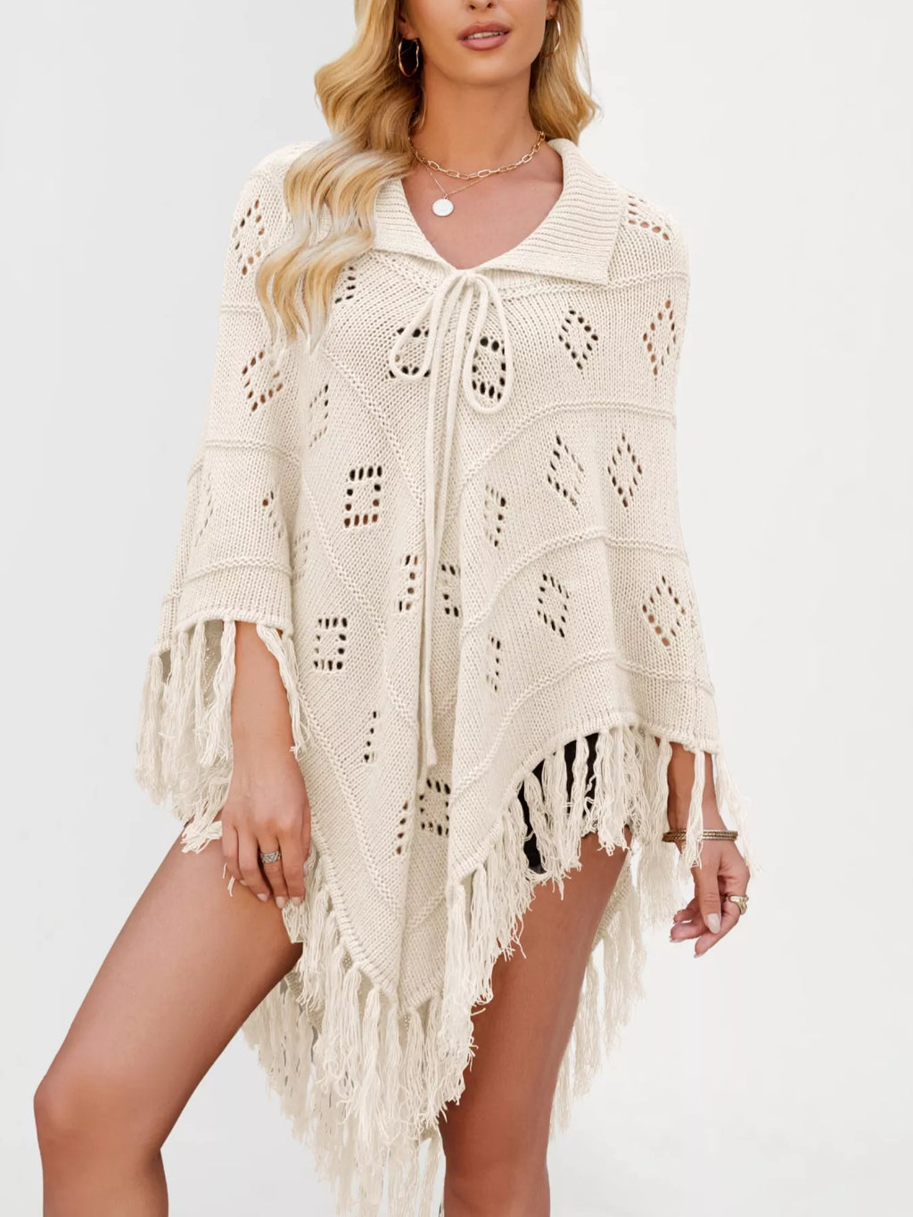 Fringe Openwork Knit Cover Up (5)