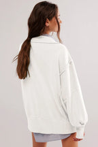 Exposed Seam Side Slit Long Sleeve Sweatshirt (6)