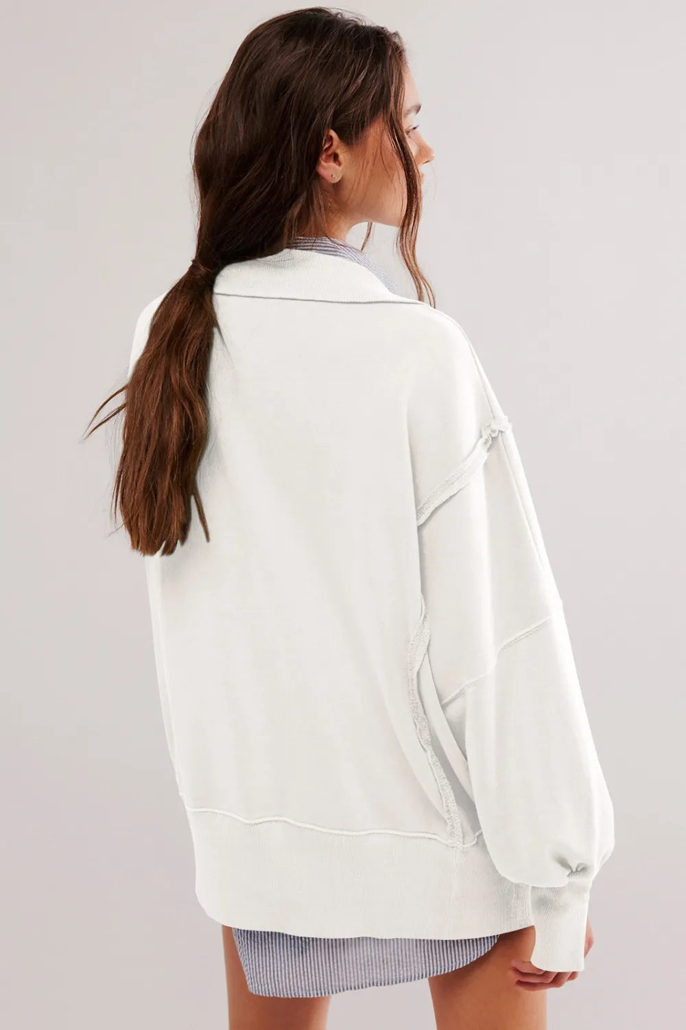 Exposed Seam Side Slit Long Sleeve Sweatshirt (6)