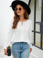 Notched Flounce Sleeve Blouse (14)