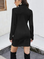 Turtleneck Long Sleeve Mini Dress Pockets (8)