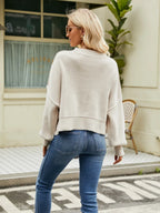 Round Neck Lantern Sleeve Sweater (2)