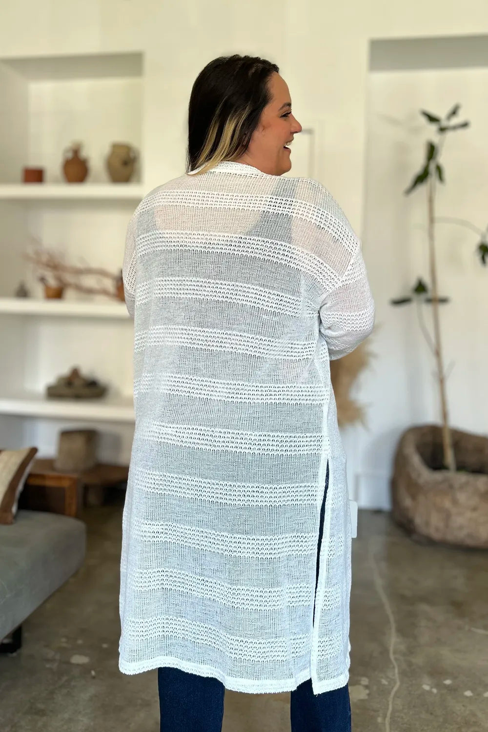 Full Size Open Front Longline Cardigan (27)