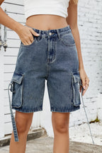 Washed Cargo Denim Shorts (12)