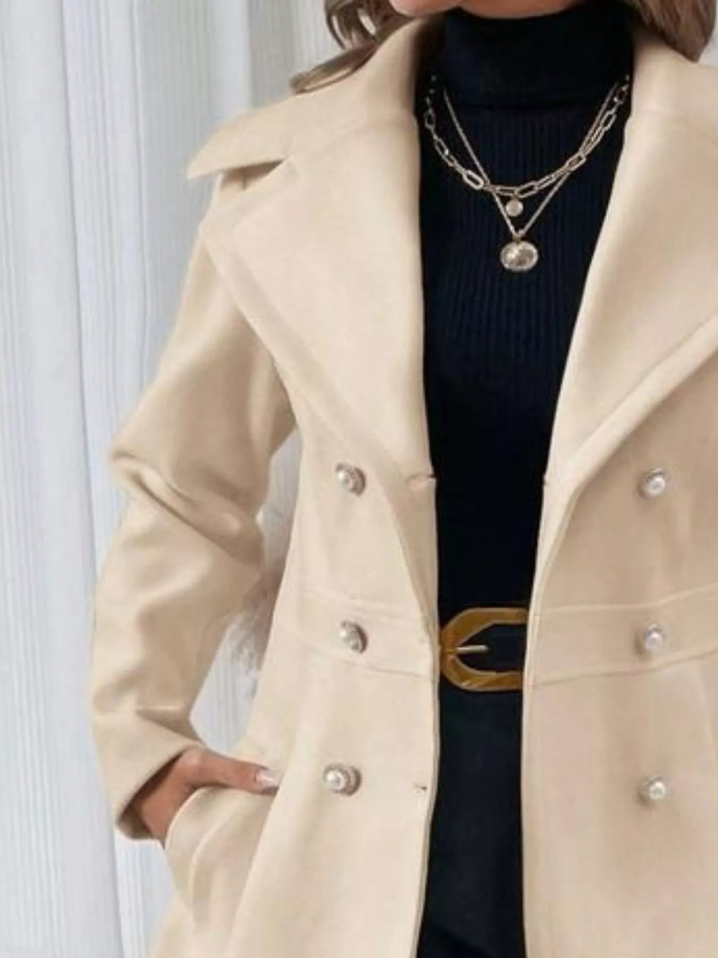 Double-breasted Wool Blend Coat (8)