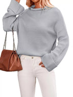 Mock Neck Dropped Shoulder Sweater (11)