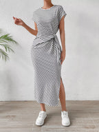 Striped Tie-waist Midi Dress (2)