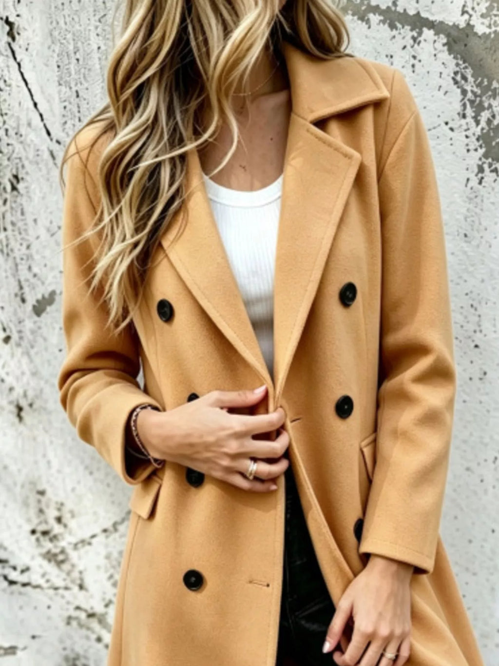 Full Size Double-breasted Lapel Collar Coat Plus (2)