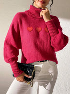 Heart Turtleneck Long Sleeve Sweater (8)