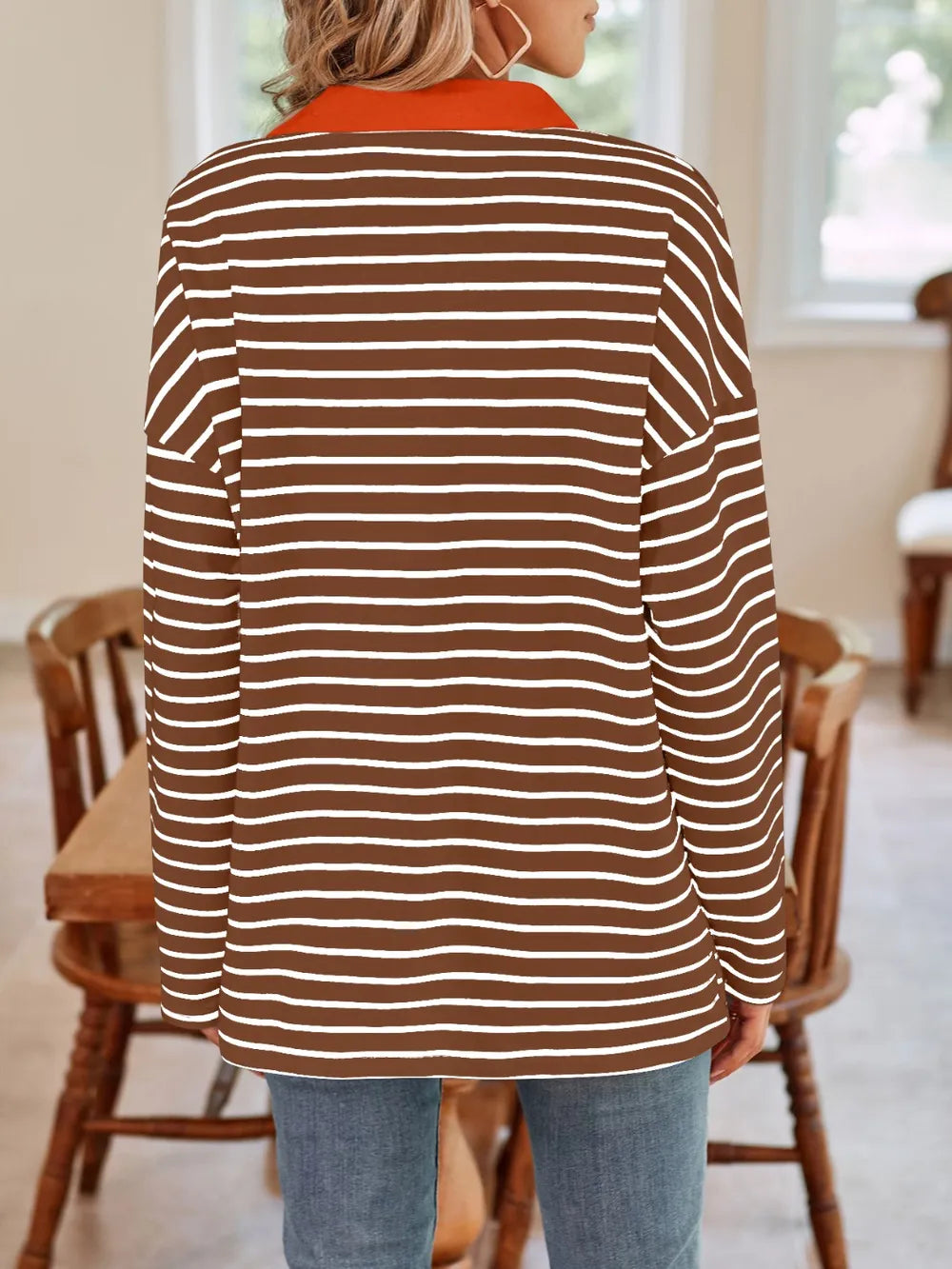 Striped Johnny Collar Long Sleeve T-shirt (27)